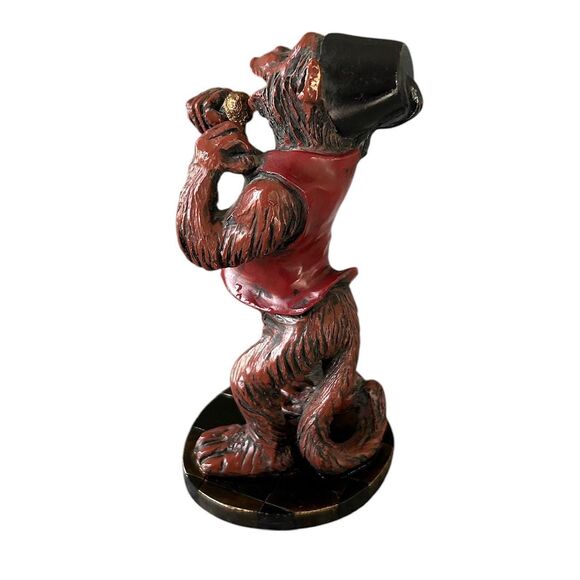 Brown and Red Singing Monkey with Hat and Microphone Resin Figurine - Picture 3 of 7